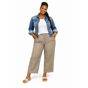 Eileen Fisher Basket Crepe Crop Pants Oatmeal PS NWT